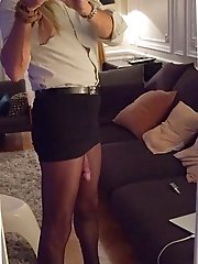 A girl with a cock exposed her ass and juicy tits outside